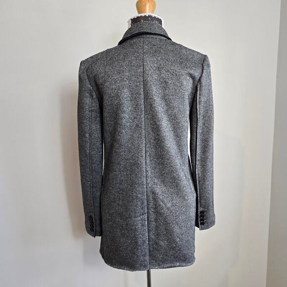 Banana Republic Women Gray Black Wool Blend Textured Knit Boyfriend Blazer Sz 0 - Picture 6 of 13